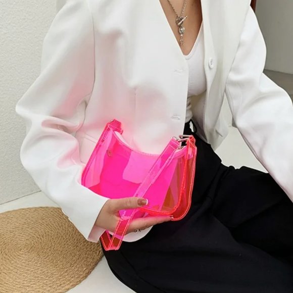 Killer cool new wave clear neon vinyl purse - Picture 5 of 9